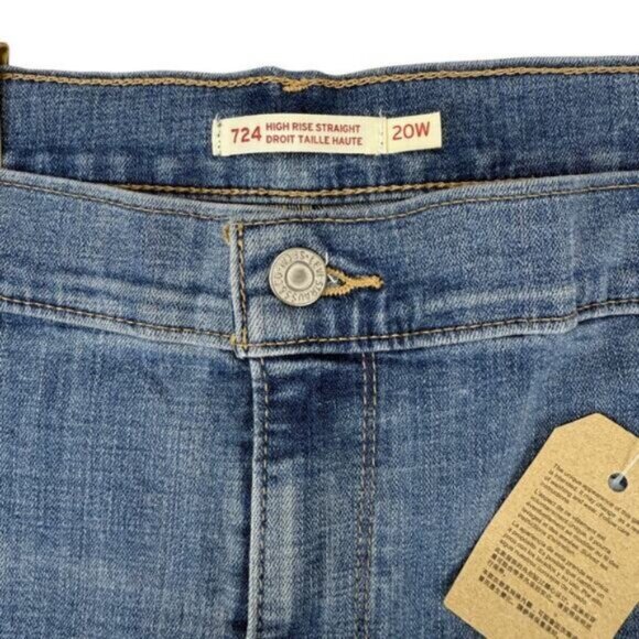 Levi's 724 High Rise Slim Straight Jean Hypersoft Denim Women's Plus Size 20W - Picture 4 of 8